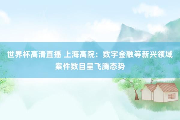 世界杯高清直播 上海高院:数字金融等新兴领域案件数目呈飞腾态势
