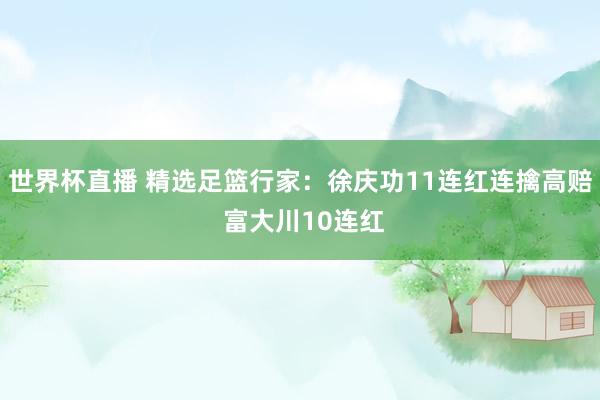 世界杯直播 精选足篮行家:徐庆功11连红连擒高赔 富大川10连红