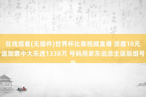 在线观看(无插件)世界杯比赛视频直播 须眉18元追加票中大乐透1338万 号码用家东说念主诞辰组号