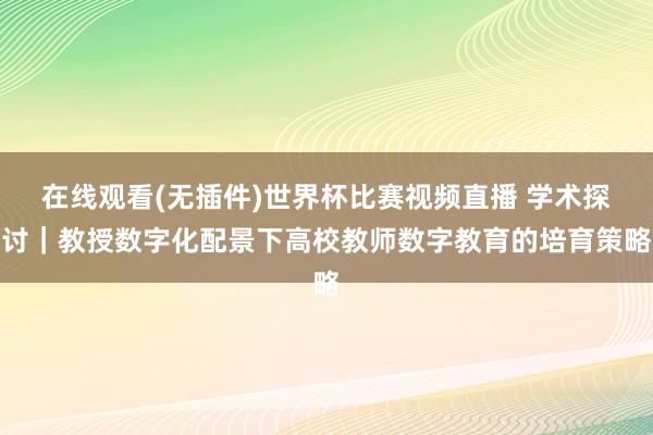 在线观看(无插件)世界杯比赛视频直播 学术探讨|教授数字化配景下高校教师数字教育的培育策略