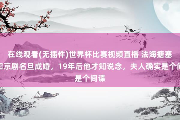 在线观看(无插件)世界杯比赛视频直播 法海搪塞官和京剧名旦成婚,19年后他才知说念,夫人确实是个间谍