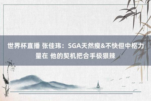 世界杯直播 张佳玮：SGA天然瘦&不快但中枢力量在 他的契机把合手极狠辣