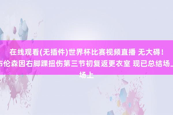 在线观看(无插件)世界杯比赛视频直播 无大碍！布伦森因右脚踝扭伤第三节初复返更衣室 现已总结场上