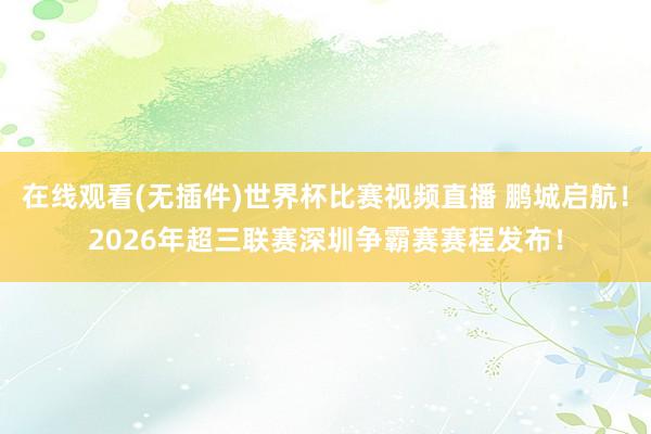 在线观看(无插件)世界杯比赛视频直播 鹏城启航!2026年超三联赛深圳争霸赛赛程发布!