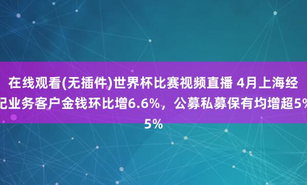 在线观看(无插件)世界杯比赛视频直播 4月上海经纪业务客户金钱环比增6.6%,公募私募保有均增超5%