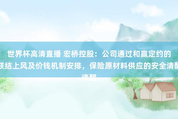 世界杯高清直播 宏桥控股：公司通过和赢定约的联结上风及价钱机制安排，保险原材料供应的安全清醒