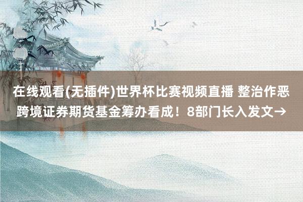 在线观看(无插件)世界杯比赛视频直播 整治作恶跨境证券期货基金筹办看成！8部门长入发文→