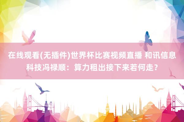在线观看(无插件)世界杯比赛视频直播 和讯信息科技冯禄顺:算力租出接下来若何走?