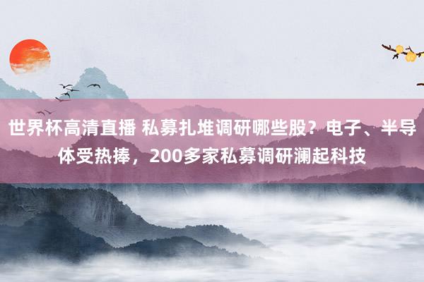 世界杯高清直播 私募扎堆调研哪些股?电子、半导体受热捧,200多家私募调研澜起科技