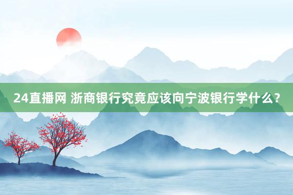 24直播网 浙商银行究竟应该向宁波银行学什么?