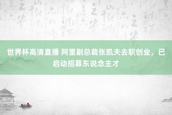 世界杯高清直播 阿里副总裁张凯夫去职创业,已启动招募东说念主才