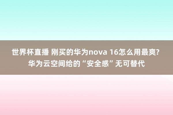 世界杯直播 刚买的华为nova 16怎么用最爽? 华为云空间给的“安全感”无可替代