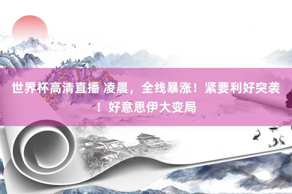 世界杯高清直播 凌晨,全线暴涨!紧要利好突袭!好意思伊大变局