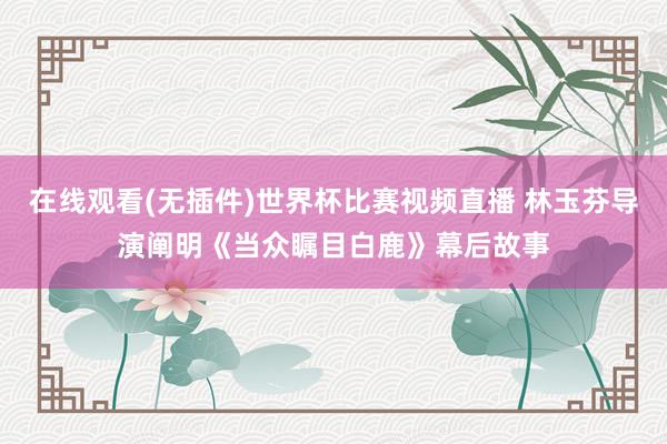 在线观看(无插件)世界杯比赛视频直播 林玉芬导演阐明《当众瞩目白鹿》幕后故事