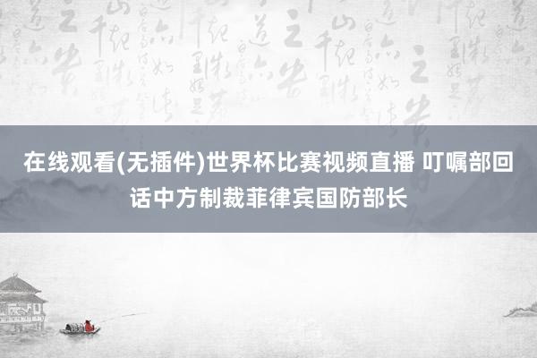 在线观看(无插件)世界杯比赛视频直播 叮嘱部回话中方制裁菲律宾国防部长