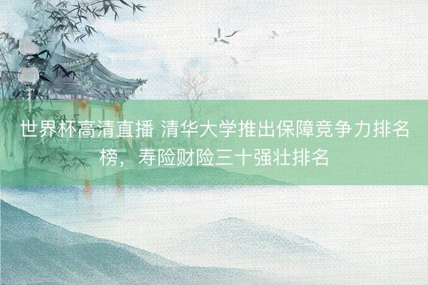 世界杯高清直播 清华大学推出保障竞争力排名榜,寿险财险三十强壮排名