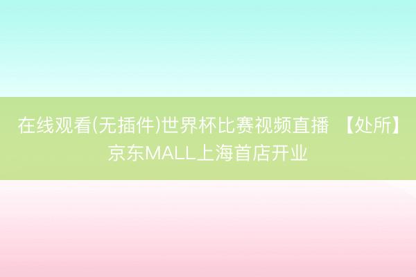 在线观看(无插件)世界杯比赛视频直播 【处所】京东MALL上海首店开业