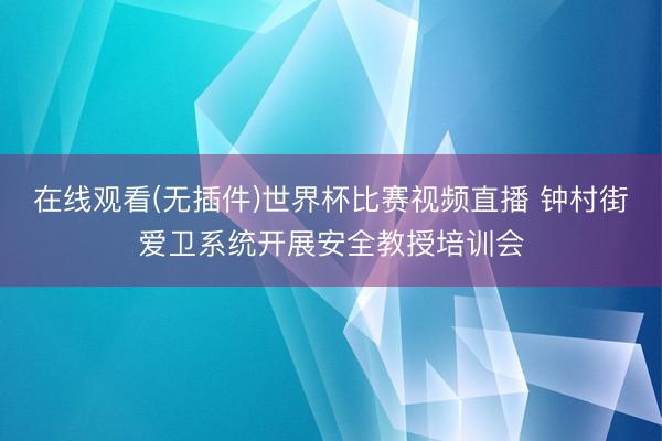 在线观看(无插件)世界杯比赛视频直播 钟村街爱卫系统开展安全教授培训会