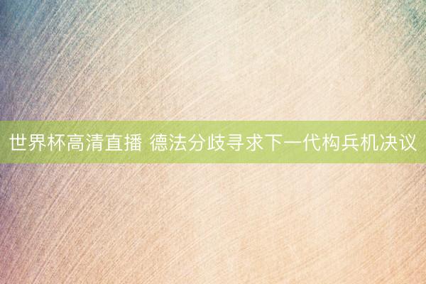 世界杯高清直播 德法分歧寻求下一代构兵机决议