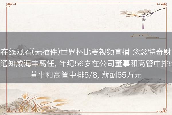 在线观看(无插件)世界杯比赛视频直播 念念特奇财务总监及董事会通知咸海丰离任, 年纪56岁在公司董事和高管中排5/8, 薪酬65万元