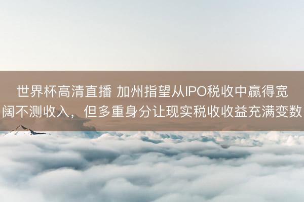 世界杯高清直播 加州指望从IPO税收中赢得宽阔不测收入,但多重身分让现实税收收益充满变数