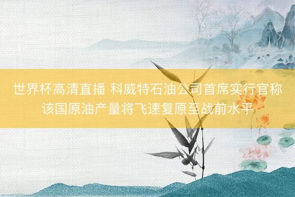世界杯高清直播 科威特石油公司首席实行官称该国原油产量将飞速复原至战前水平